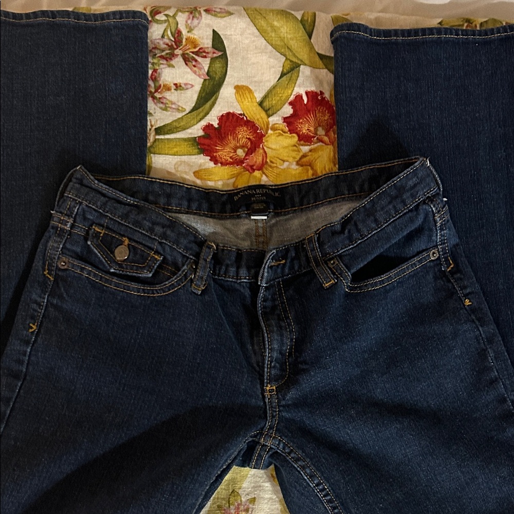 Banana Republic Dark Boot Cut Straight Leg Stretch Jeans size 6 Petite